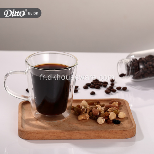 Tasse à café en verre transparente de 220 ml